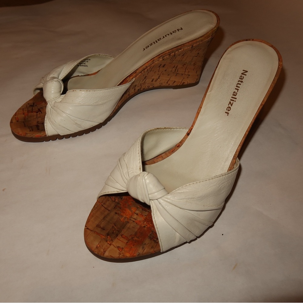 Naturalizer White Wedge Sandals